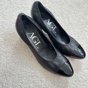 AGL Vero Cuoio Attilio Giusti Leombruni N152015 Black Shoes Size 37.5 Italy Made
